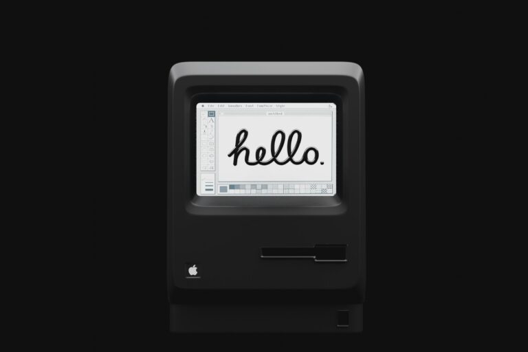 A classic computer displaying the word hello