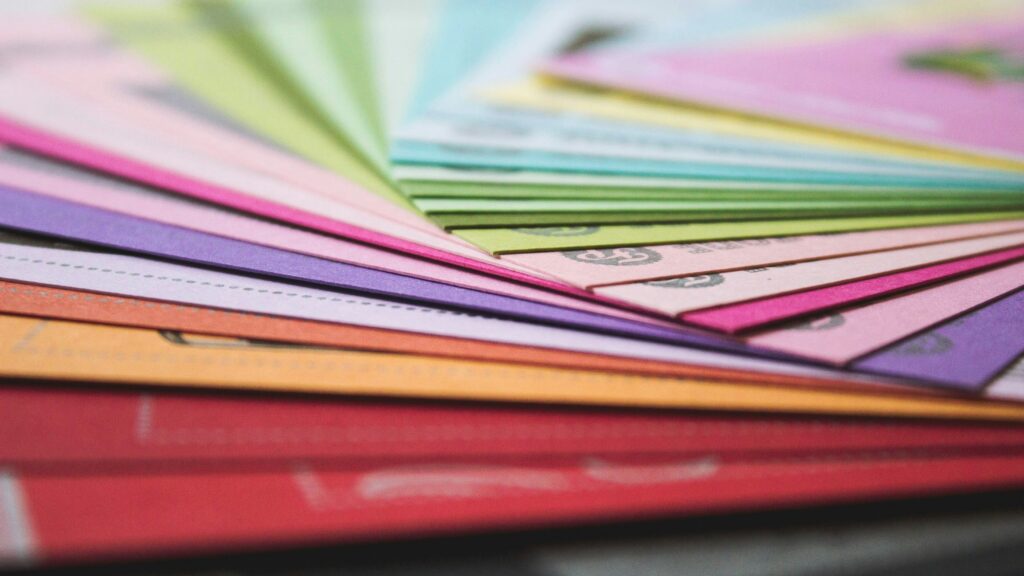 Many different colored papers