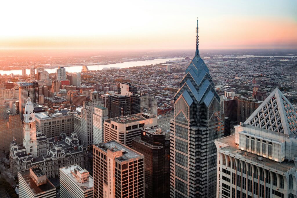 Aerial view of the Philadelphia skyline